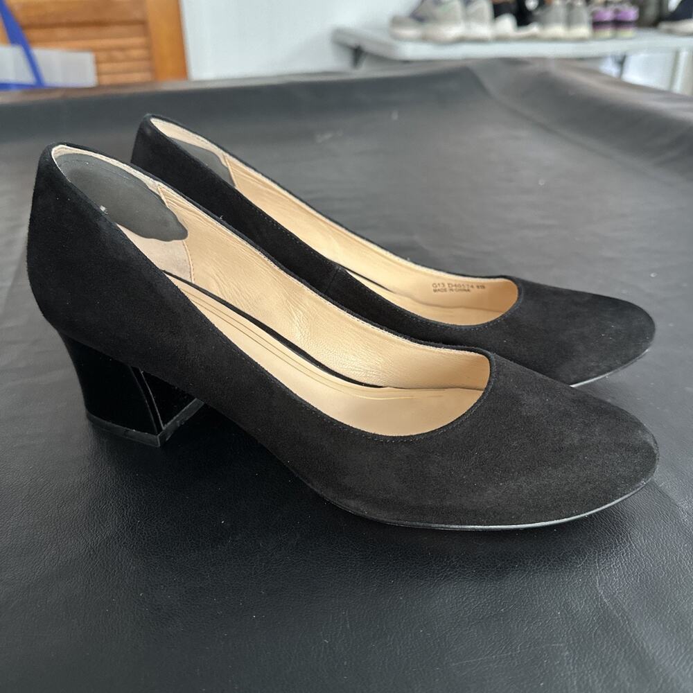 Cole Haan Women's 8B Black Leather Cassandra Pointed Toe Block Heel BP